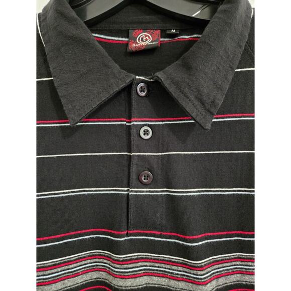 Burnside Men's Polo T-Shirts Size Medium Cotton Short Sleeve Black Striped - Picture 6 of 13